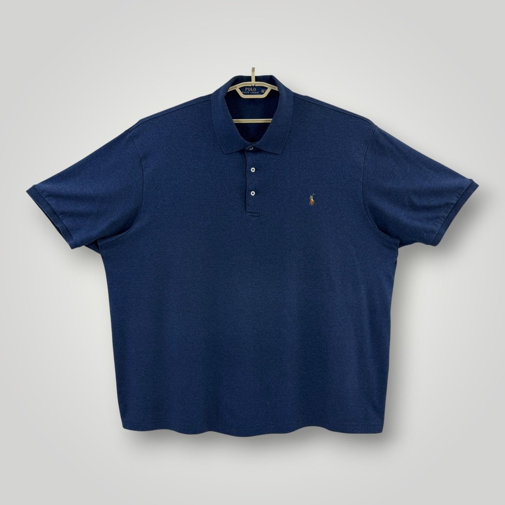 Polo Ralph Lauren Polo Shirt Mens Size 4XLT Blue Blaire Big & Tall Cotton Knit